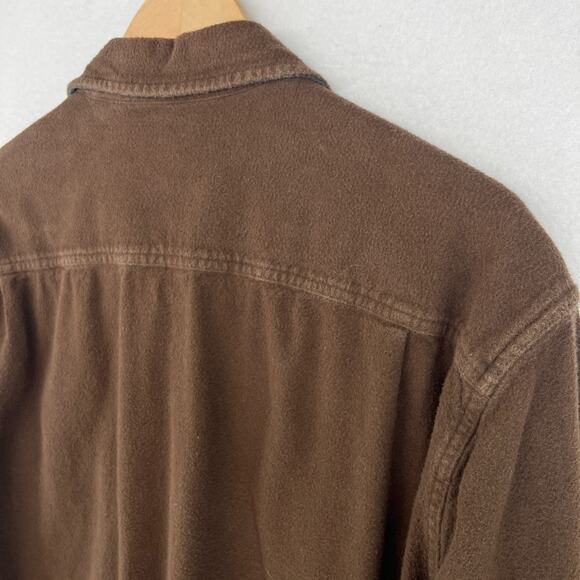 ST JOHNS BAY Shirt Mens LT Tall Chamois Flannel Button Up Cotton Brown VTG - Picture 10 of 16